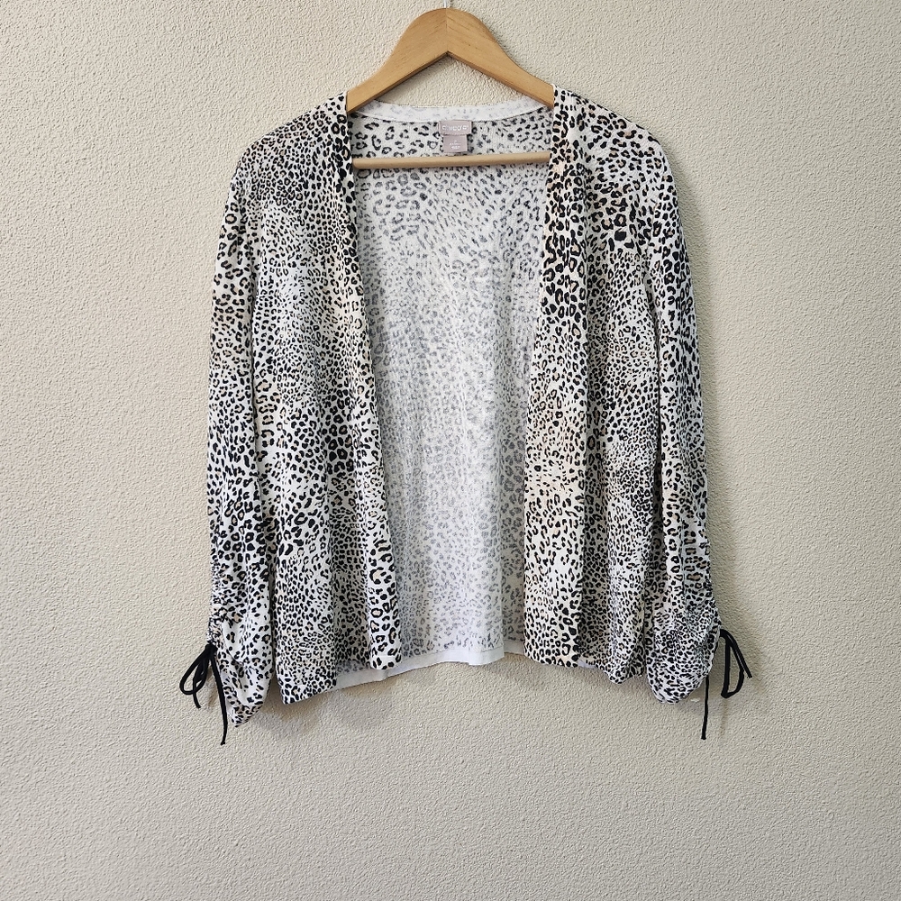 Chico's Leopard Print Open-Front Cardigan Size 2 - Large